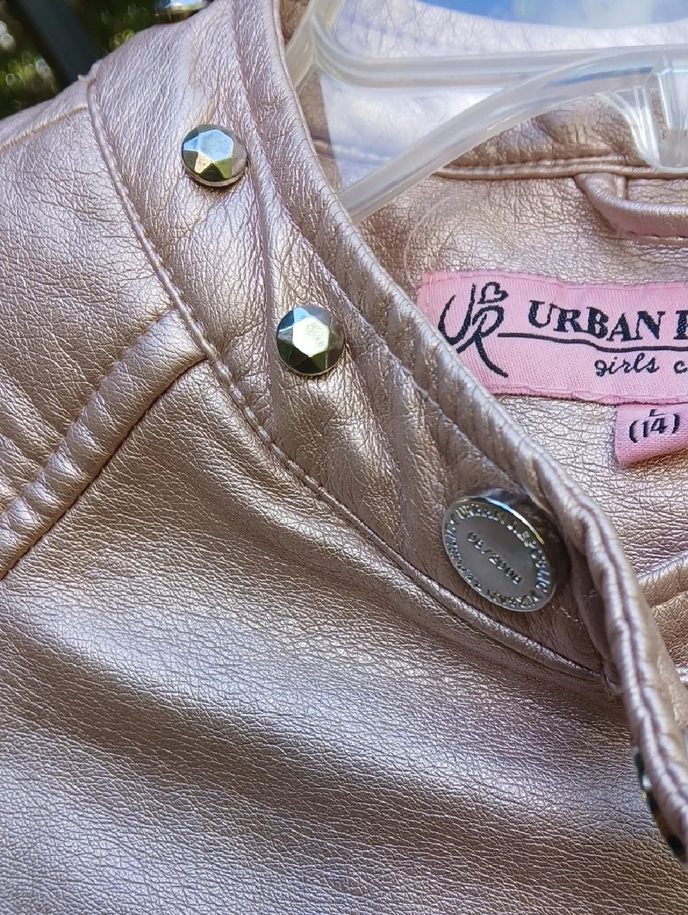 URBAN REPUBLIC  Girls Faux Leather Moto Jacket BLUSH. Sz 14
